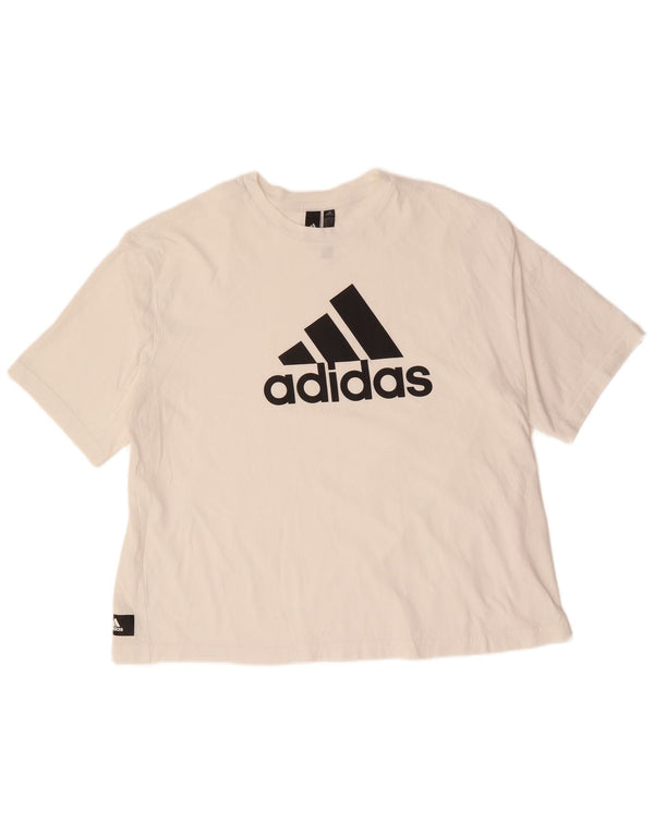 Damska koszulka oversize z grafiką ADIDAS Top UK 20/22 XL, biała bawełna