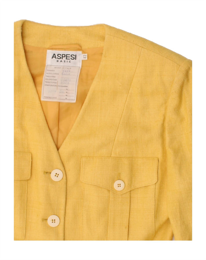 ASPESI Womens 4 Button Blazer Jacket IT 42 Medium Yellow Vintage Aspesi and Second-Hand Aspesi from Messina Hembry 
