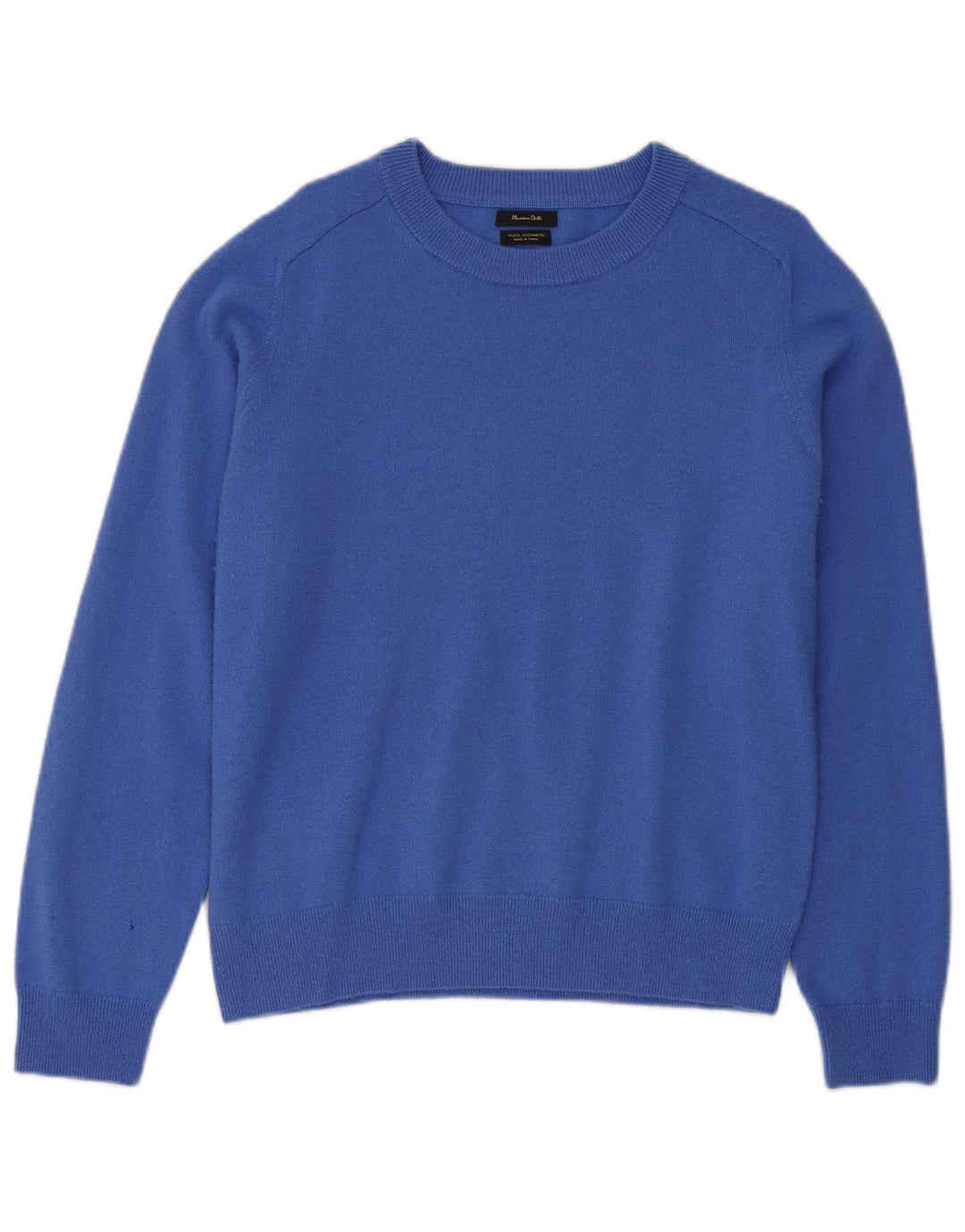 Męski sweter z okrągłym dekoltem Massimo Dutti XL, niebieska wełna