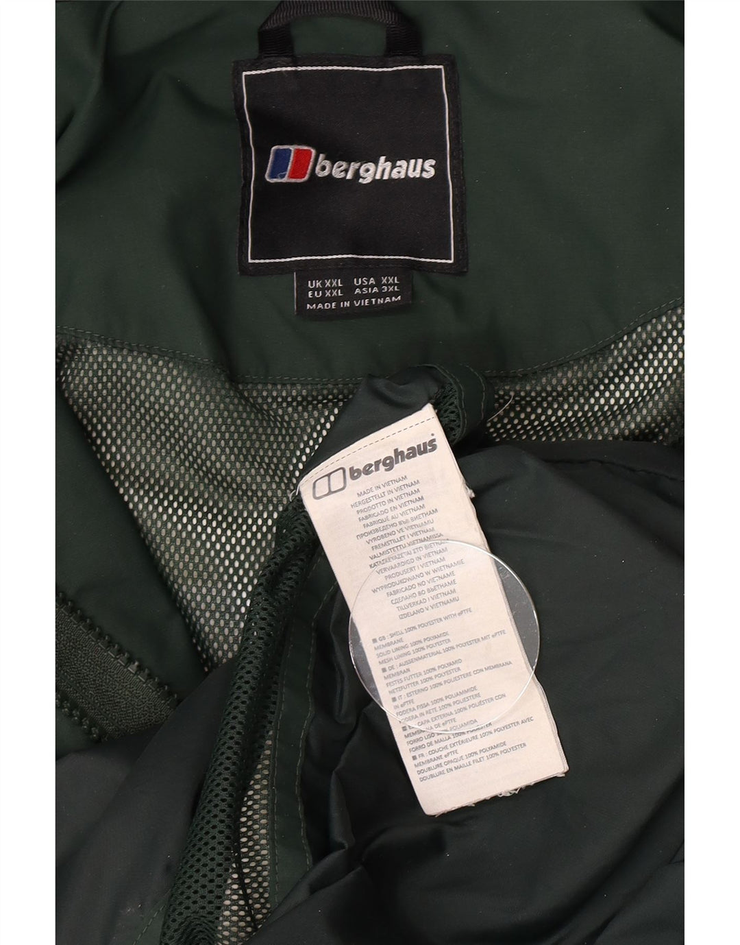 Męski płaszcz przeciwdeszczowy z kapturem Berghaus UK 44 2XL Zielony poliester