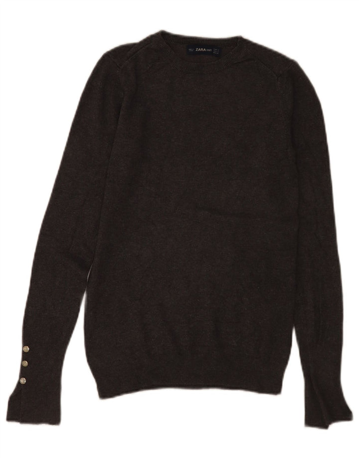 Sweter damski Zara z okrągłym dekoltem UK 8 Small, szara wiskoza