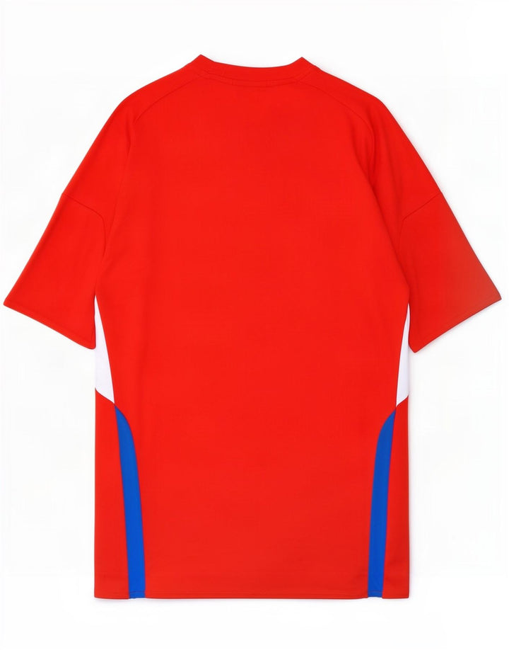 Adidas Męska koszulka Climalite Top, mała, czerwona, poliester z blokami kolorów