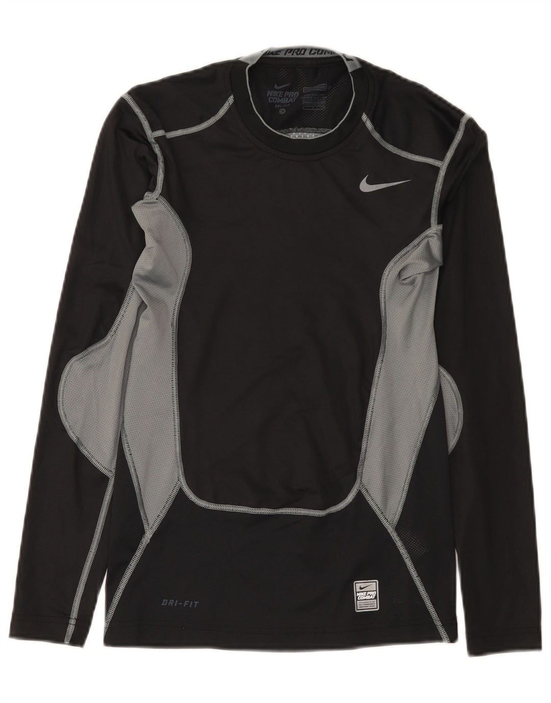 Męska koszulka Nike Dri Fit z długim rękawem, mała, czarna, z blokami kolorów, poliestrowa