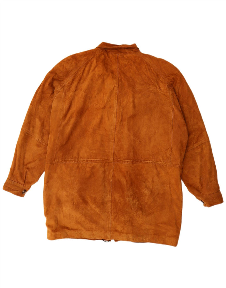 Zamszowy płaszcz damski w stylu vintage UK 16, duży brązowy