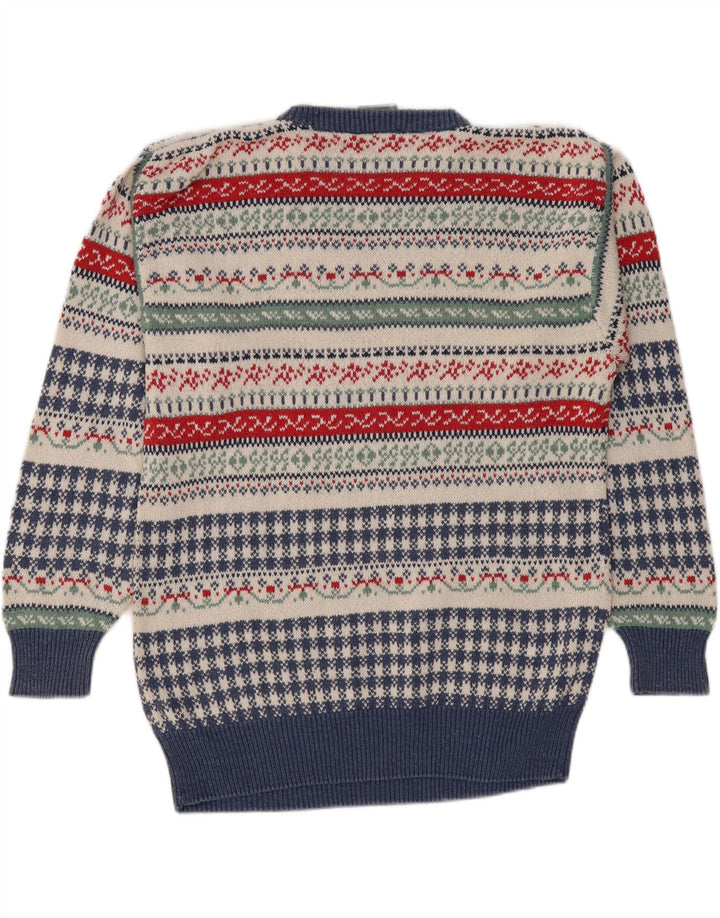 Sweter męski z okrągłym dekoltem w stylu vintage IT 50 Średni wielobarwny Fair Isle