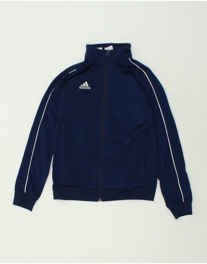 ADIDAS Boys Graphic Tracksuit Top Jacket 11-12 Years Navy Blue Polyester Vintage Adidas and Second-Hand Adidas from Messina Hembry 