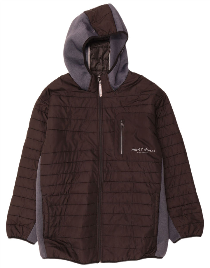 Męska ocieplana kurtka z kapturem Jack & Jones UK 46 3XL Czarny poliester