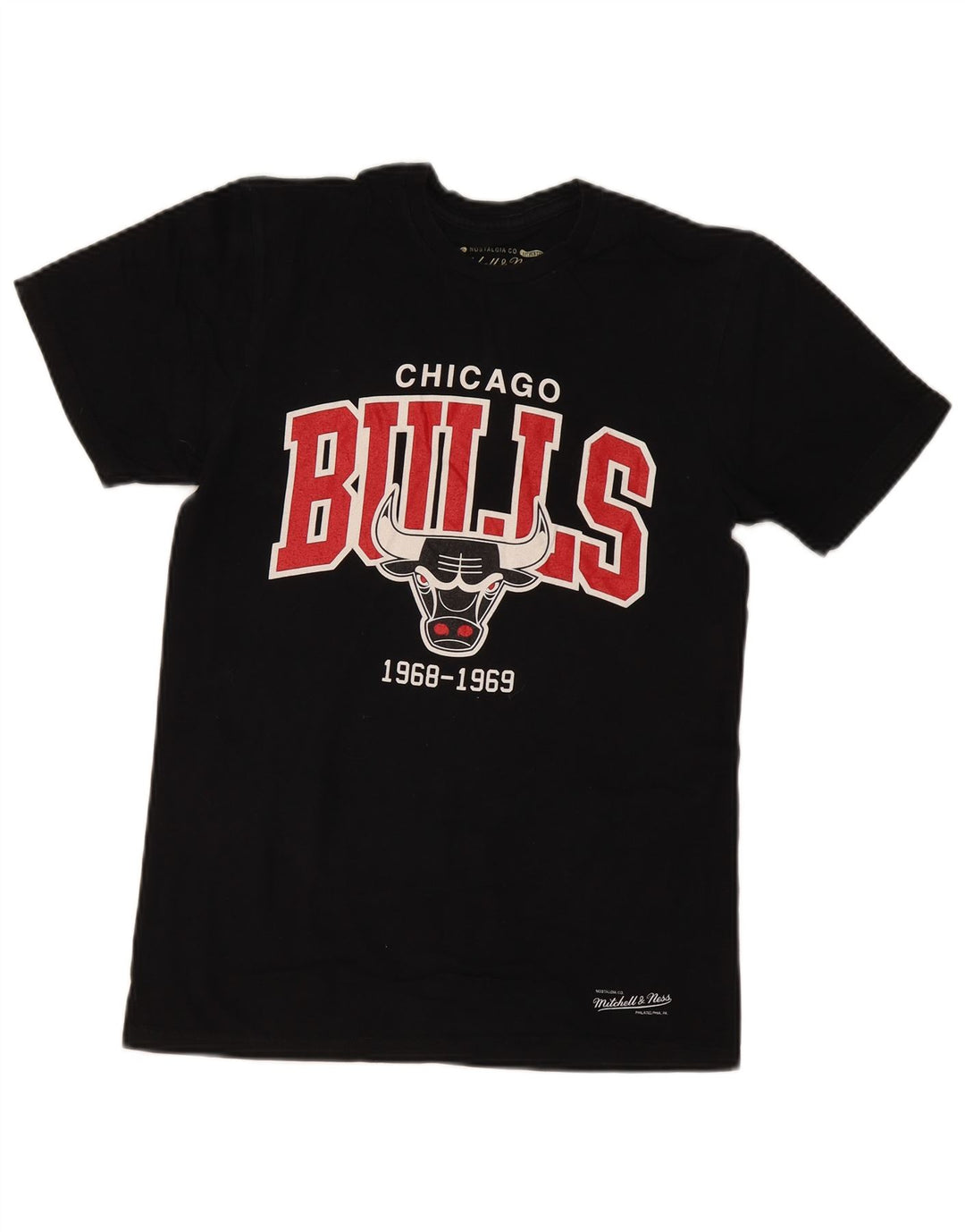 MITCHELL & NESS Męski T-shirt z grafiką Chicago Bulls, mały, czarny, bawełniany