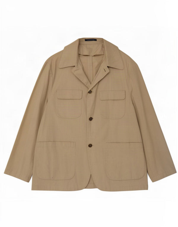 Daniele Alessandrini Mens 3 Button Blazer Jacket UK 42 XL Beige Cotton