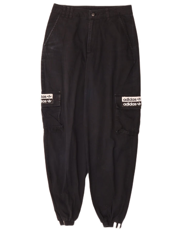 Damskie spodnie cargo Adidas z wysokim stanem UK 8 Small W26 L27 Czarne