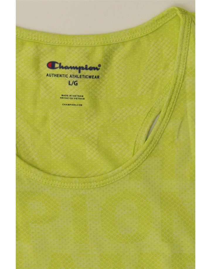 CHAMPION Womens Graphic Vest Top UK 16 Large Green Polyester Vintage Champion and Second-Hand Champion from Messina Hembry 