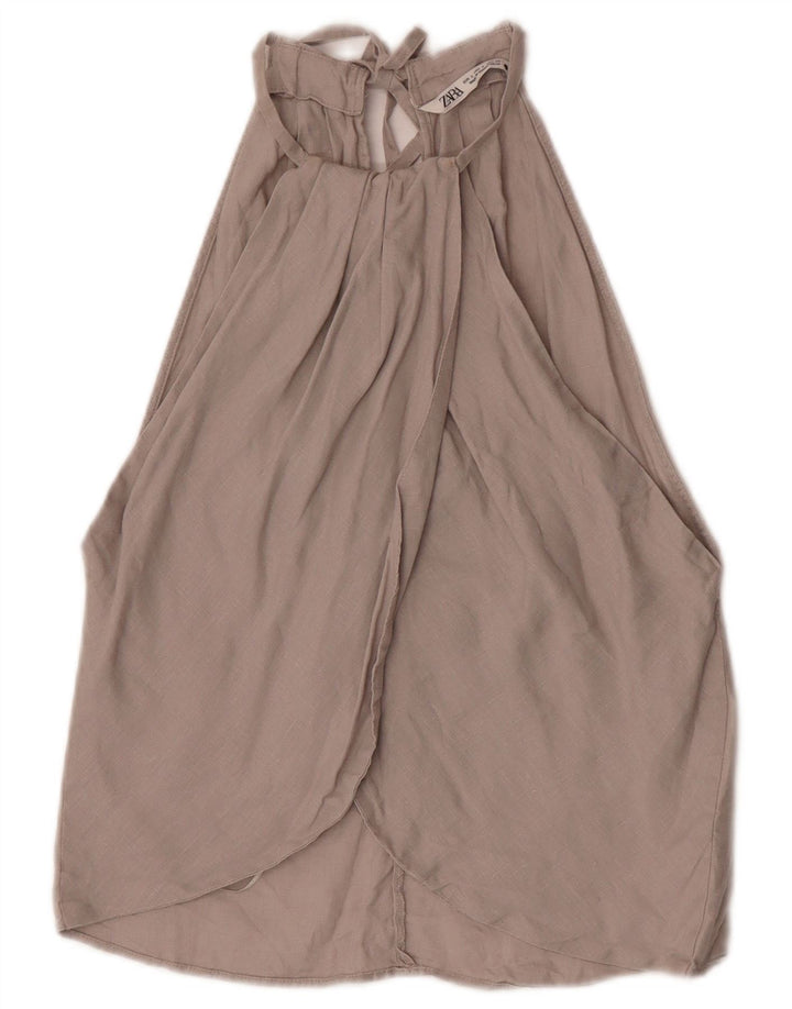Damski top Zara Halter UK 8 Small, szary, lniany