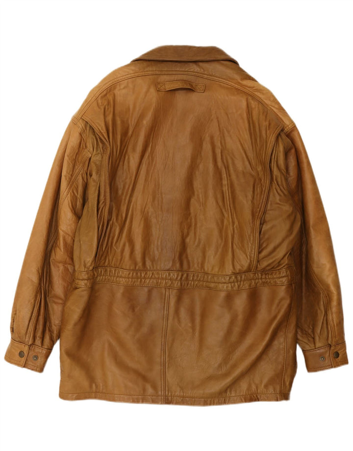 Vintage męski płaszcz skórzany UK 42 XL brązowa skóra