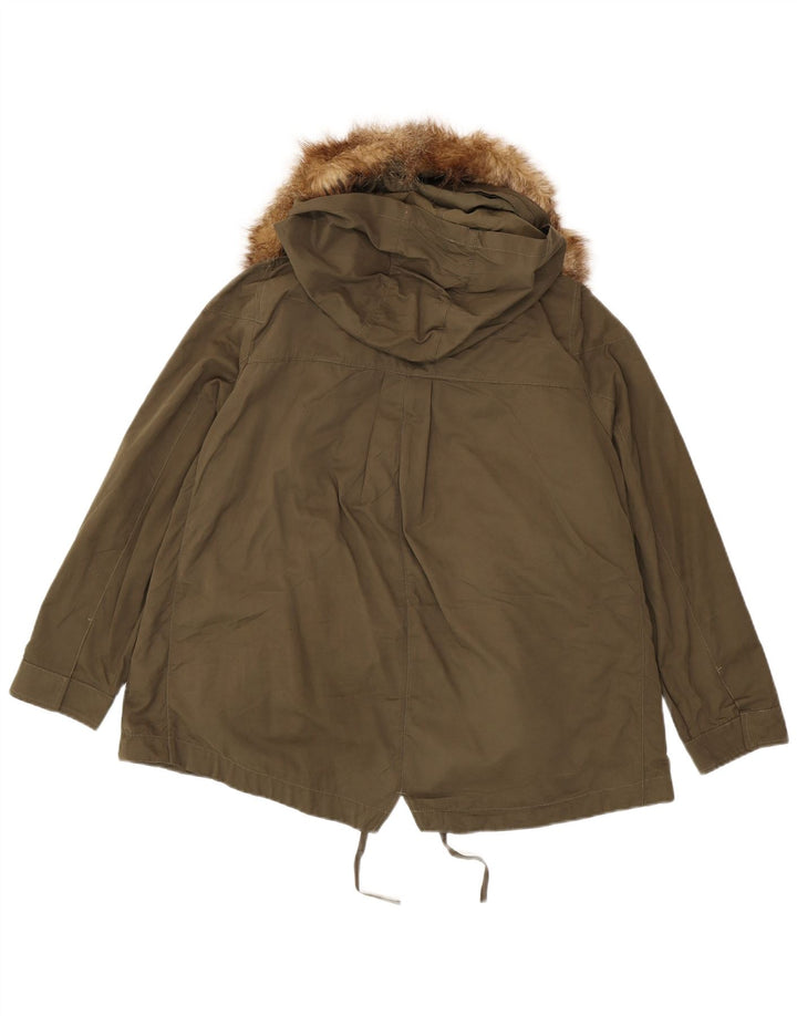 MARKS & SPENCER Damska kurtka typu parka z kapturem, oversize, UK 14, duża, khaki