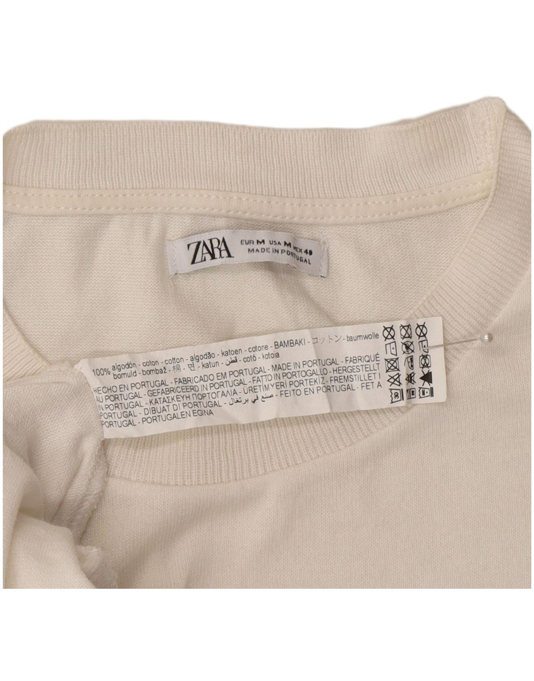 T-shirt męski Zara Top, średni, biały, bawełniany