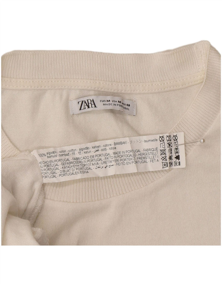 T-shirt męski Zara Top, średni, biały, bawełniany