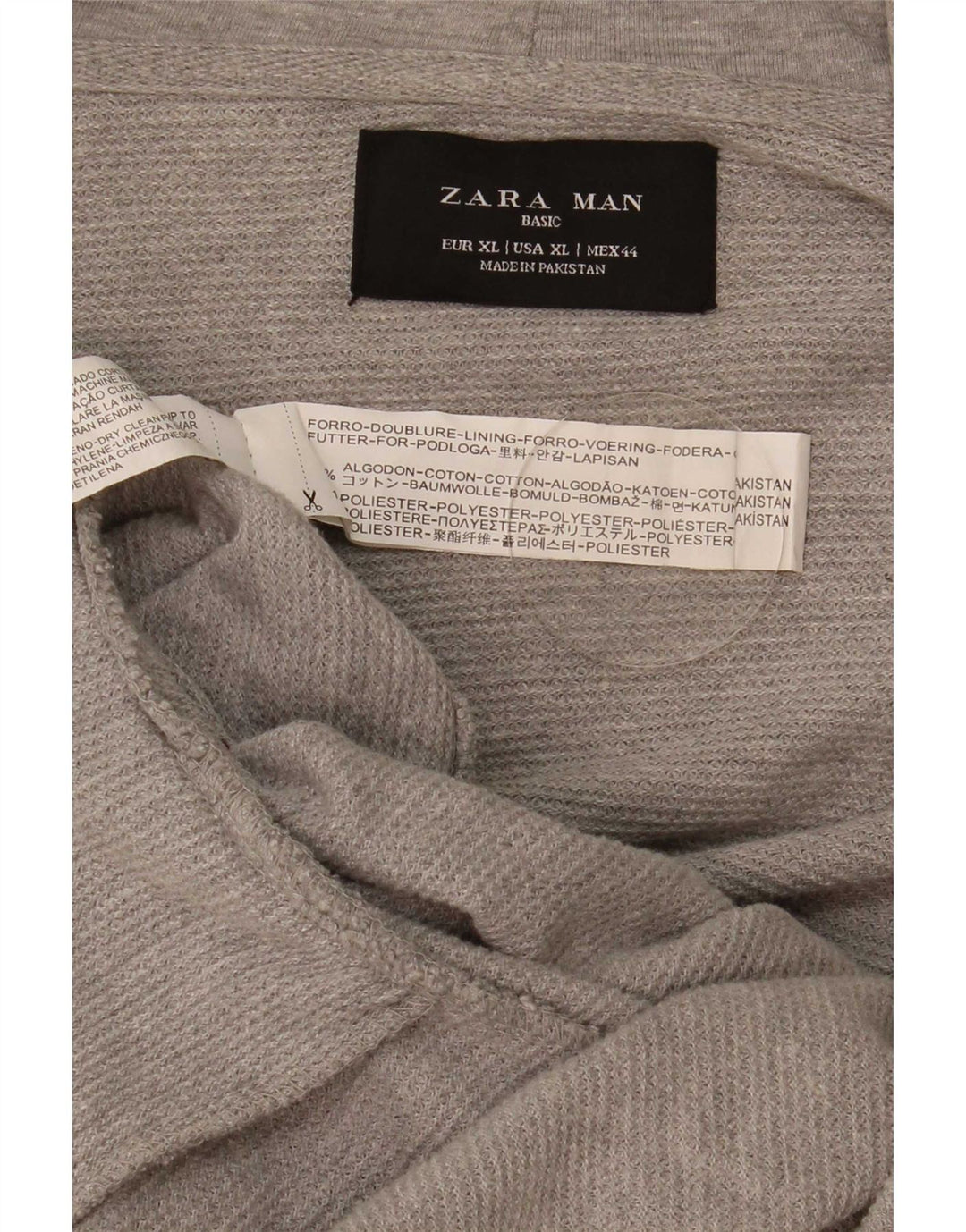 Męski sweter z kapturem i zamkiem Zara XL, szara bawełna