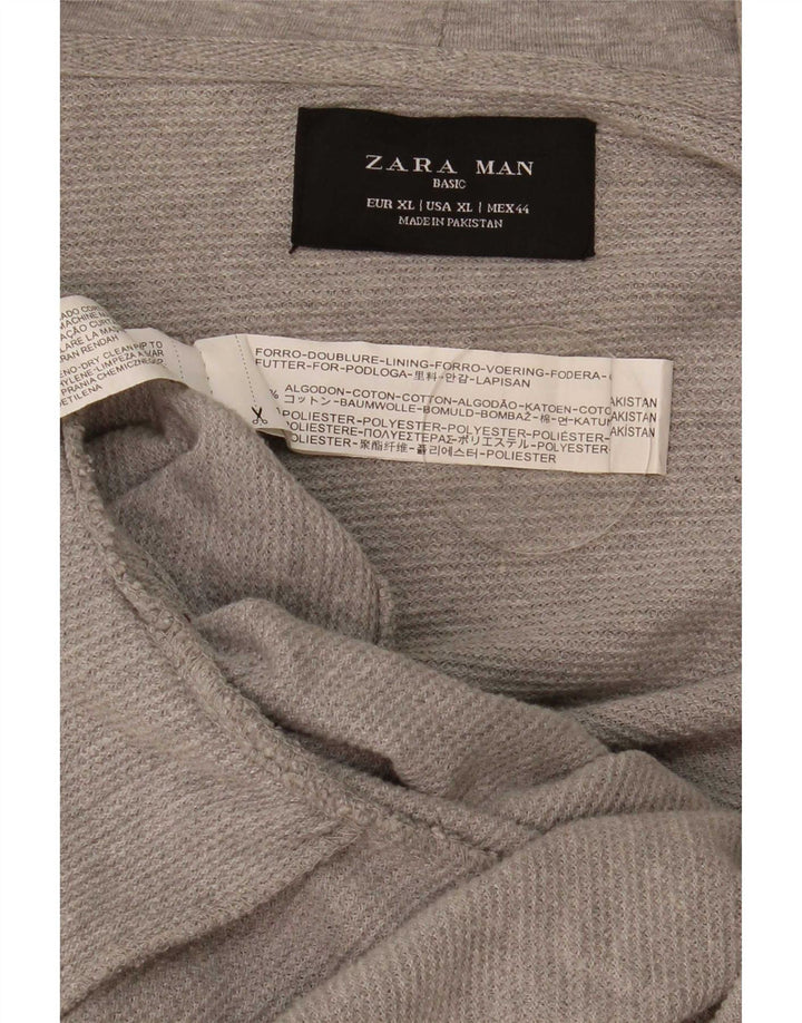 Męski sweter z kapturem i zamkiem Zara XL, szara bawełna