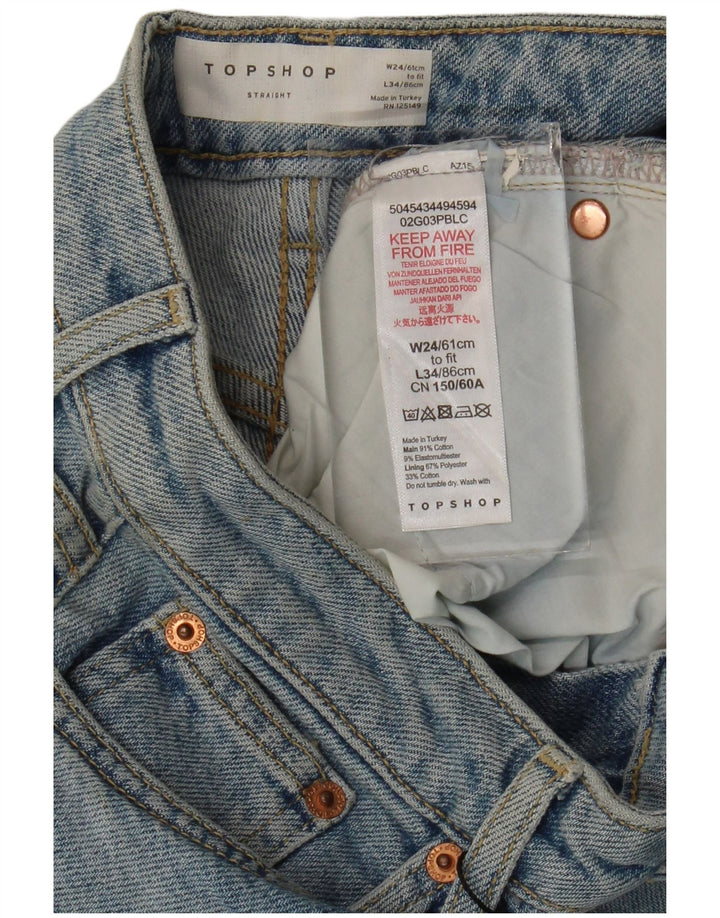 Damskie proste dżinsy Topshop W24 L28 Niebieskie bawełniane