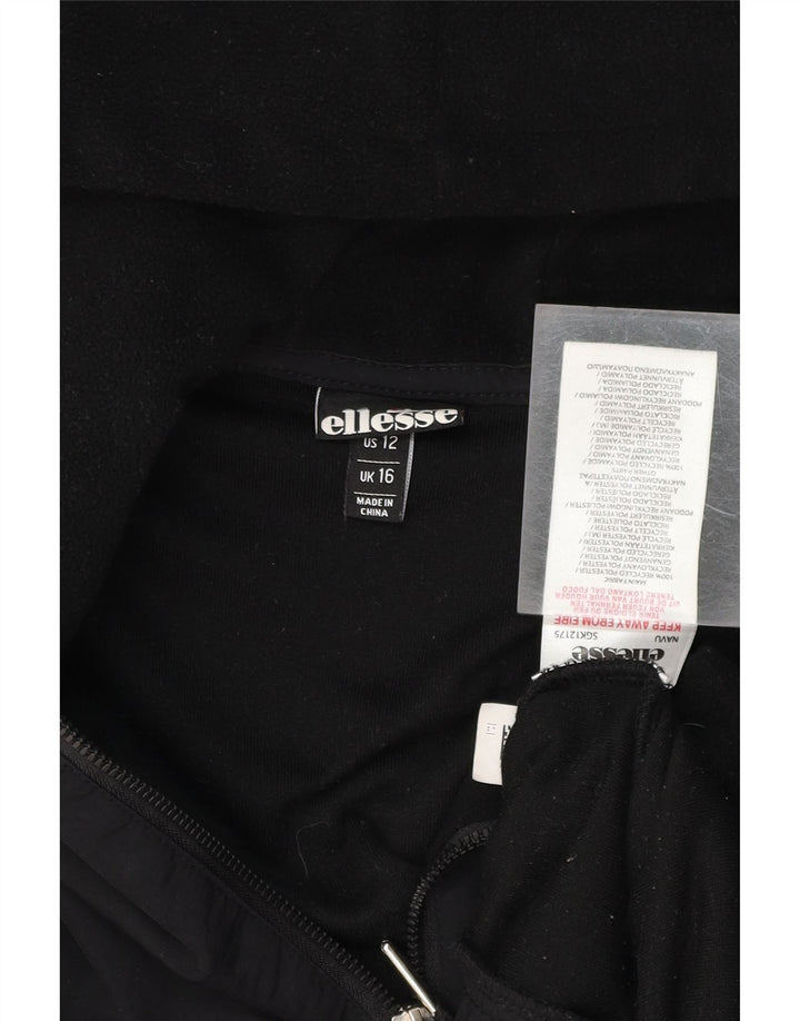 ELLESSE Womens Oversized Graphic Fleece Jumper UK 16 Large  Black Vintage Ellesse and Second-Hand Ellesse from Messina Hembry 