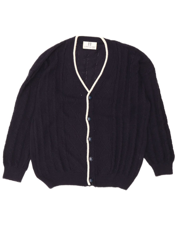 Vintage męski sweter rozpinany, duży, granatowy, bawełniany
