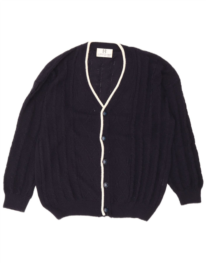Vintage męski sweter rozpinany, duży, granatowy, bawełniany
