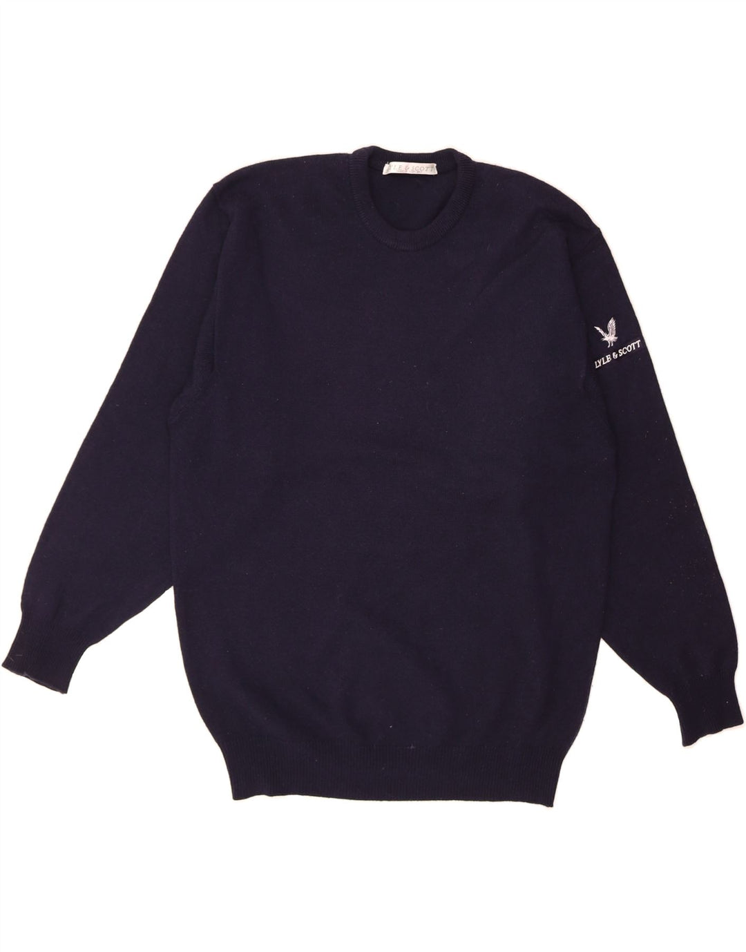 LYLE & SCOTT Mens Crew Neck Jumper Sweater Medium Navy Blue Vintage Lyle & Scott and Second-Hand Lyle & Scott from Messina Hembry 