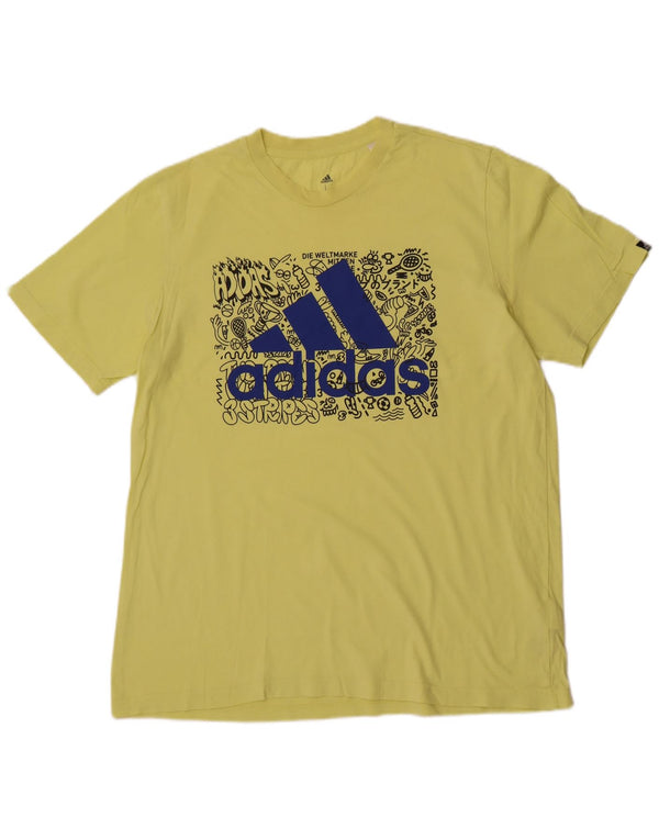 Męska koszulka z grafiką Adidas, duża, żółta, bawełniana