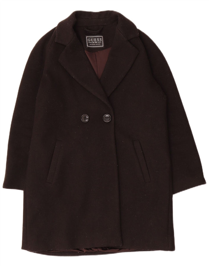 Guess Damski płaszcz oversize z podwójnymi piersiami UK 10, mały, czarny poliester