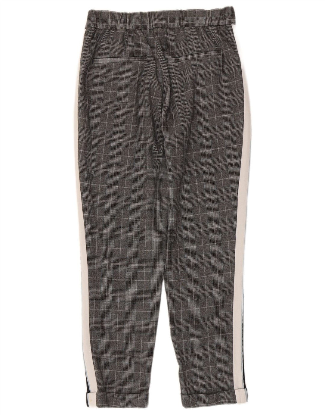 Damskie spodnie typu slim casual Zara, małe, W26 L24, szary poliester w kratę