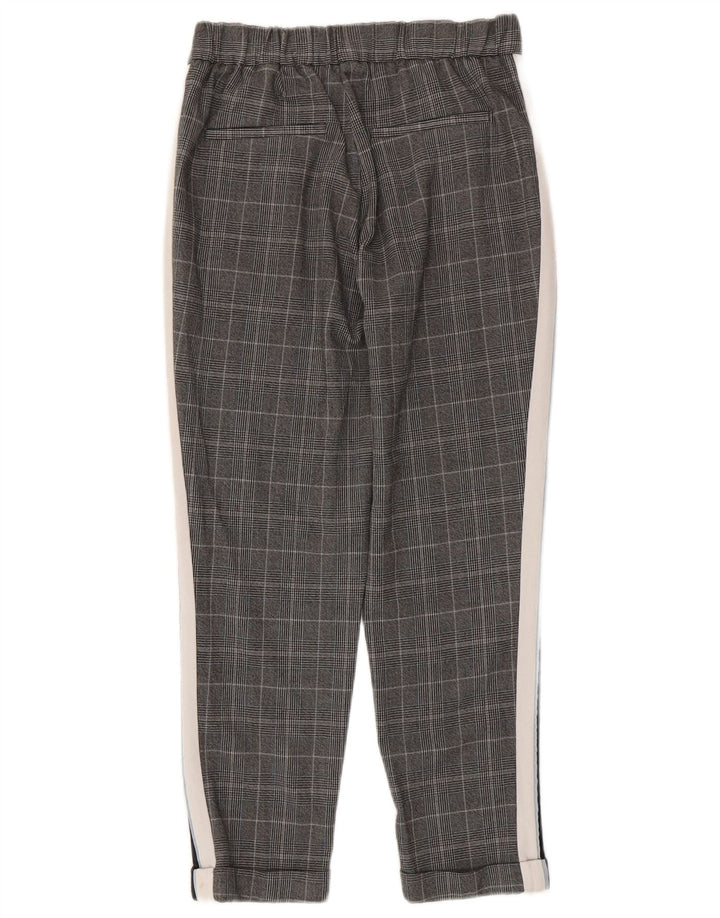 Damskie spodnie typu slim casual Zara, małe, W26 L24, szary poliester w kratę