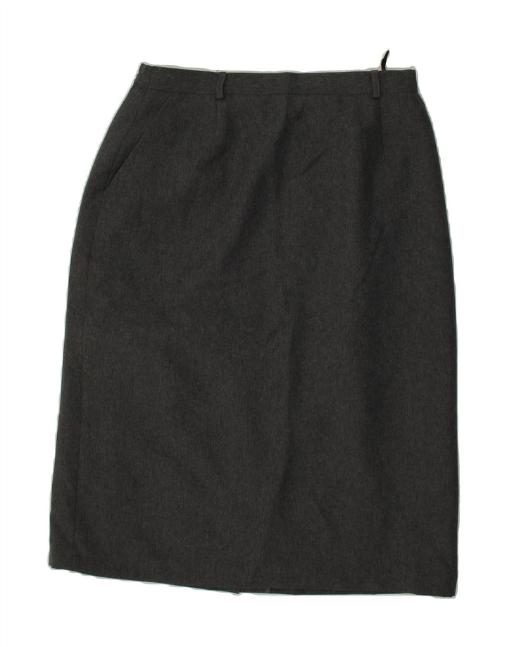 VINTAGE Womens Midi Skirt UK 16 Large W32  Grey Polyester Vintage Vintage and Second-Hand Vintage from Messina Hembry 