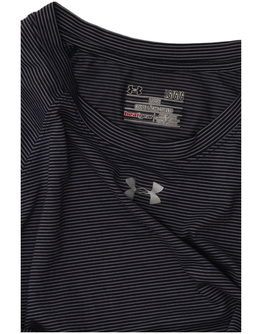 Damska koszulka t-shirt UNDER ARMOUR Heat Gear UK 16, duża, granatowa w prążki