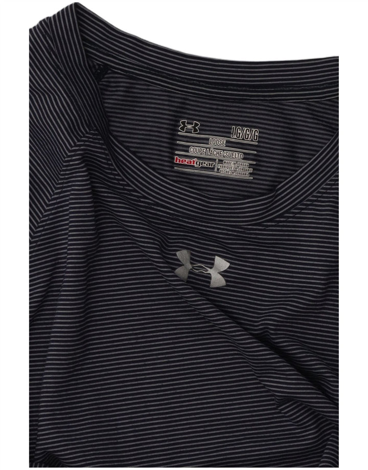Damska koszulka t-shirt UNDER ARMOUR Heat Gear UK 16, duża, granatowa w prążki