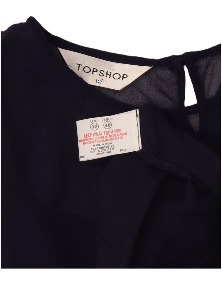 Damska sukienka typu shift bez rękawów Topshop UK 12, średni granatowy wiskoza