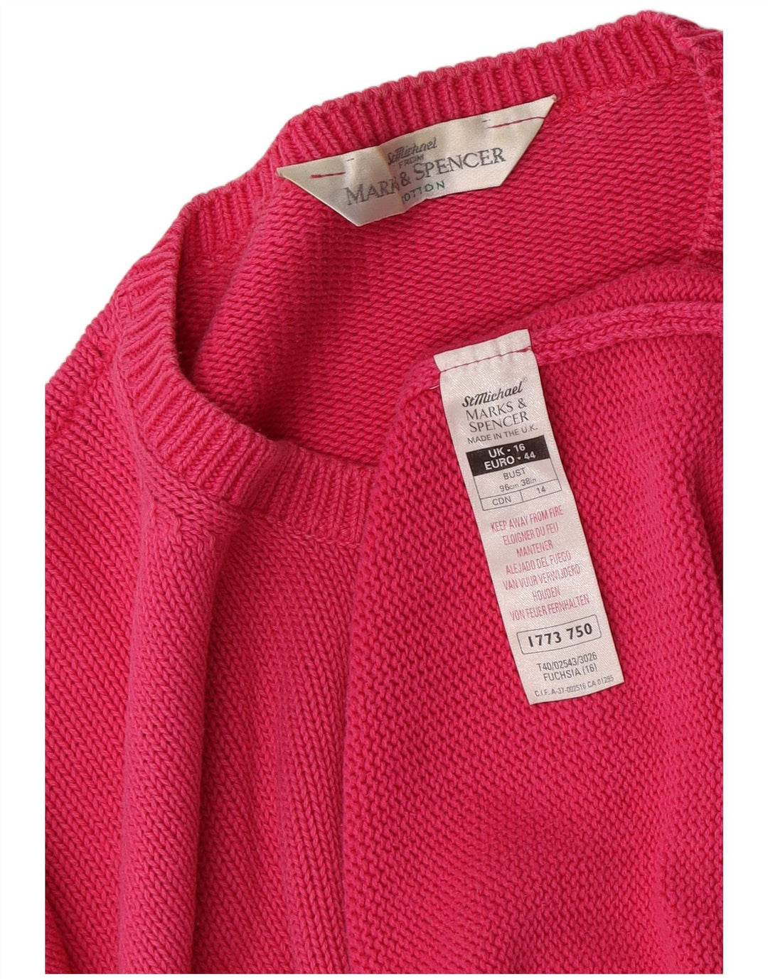 Marks & Spencer Damski sweter oversize z okrągłym dekoltem, UK 16, duży różowy