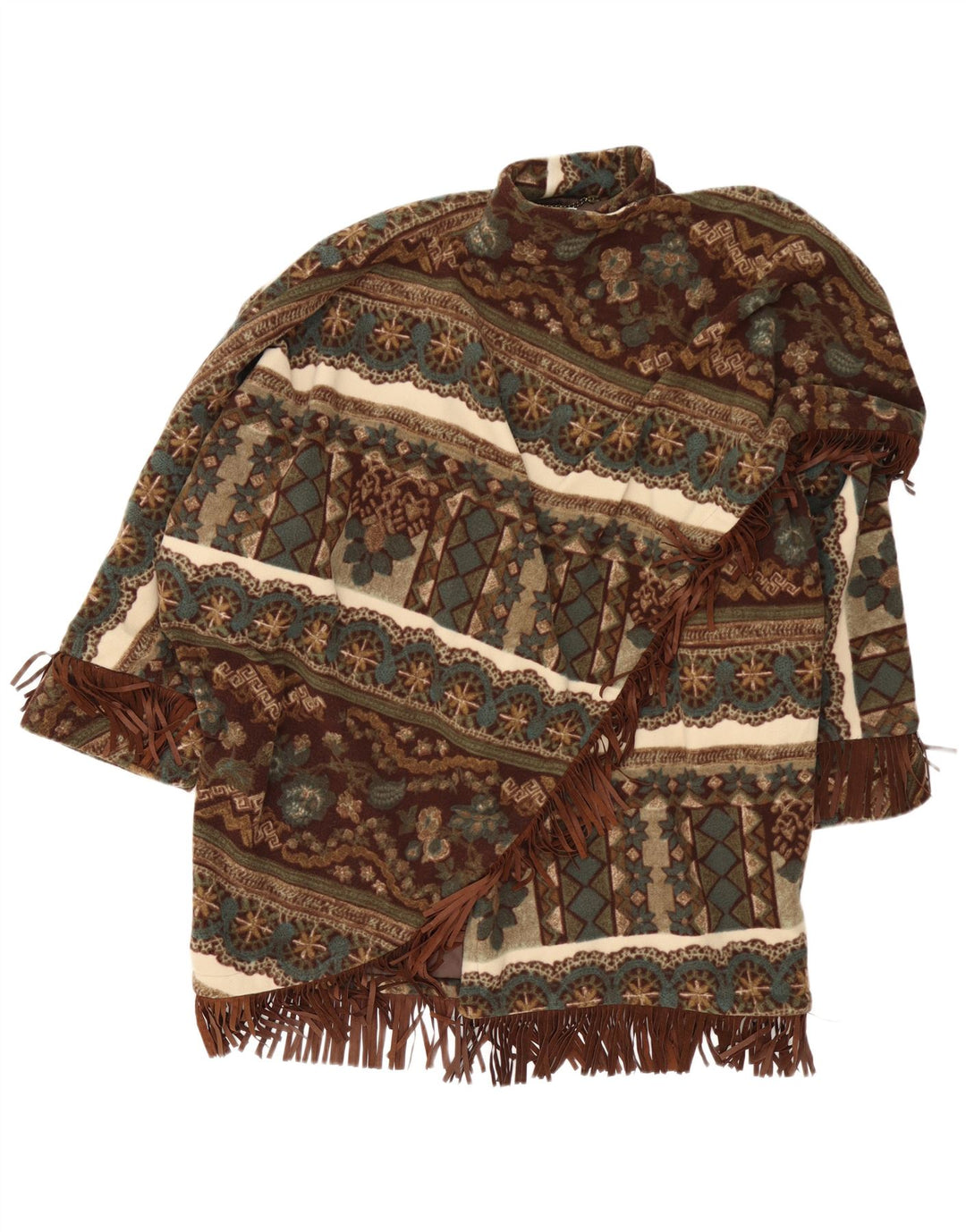 Płaszcz damski Castellani Open Poncho UK 22 3XL Brązowy Geometryczny