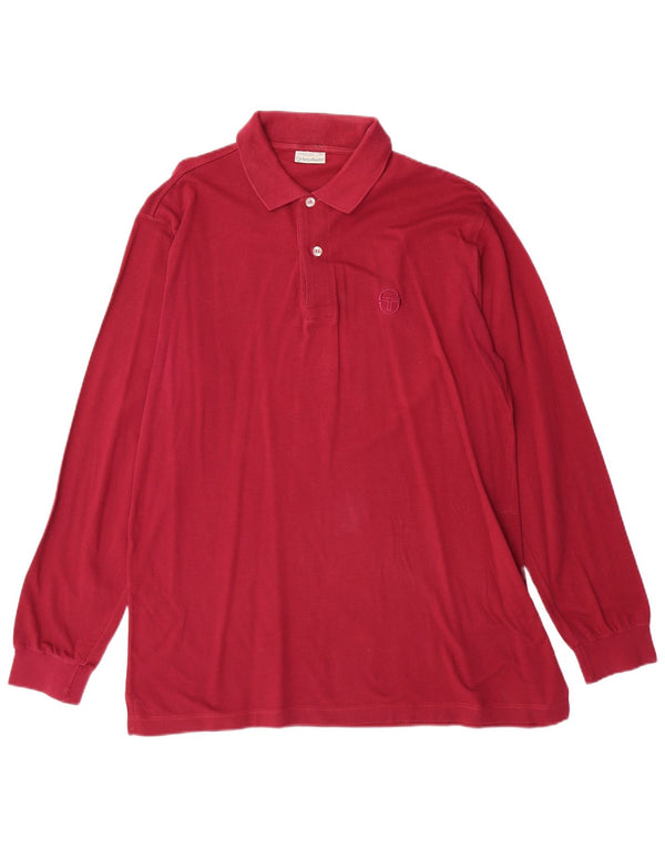 Męska koszulka polo SERGIO TACCHINI z długim rękawem, średnia bordowa bawełna