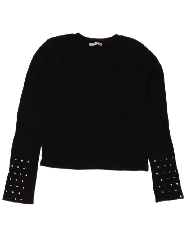 Damski top Zara Trafaluc z długim rękawem, UK 10, mały, czarny, bawełniany