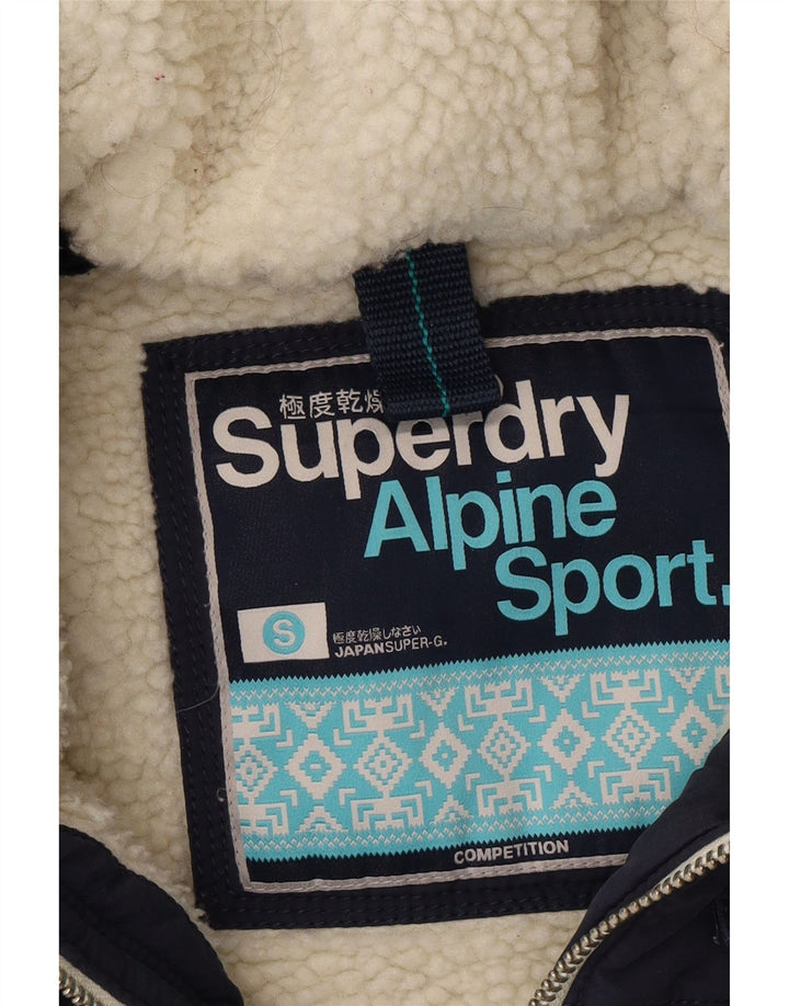 SUPERDRY Womens Hooded Padded Gilet UK 10 Small Navy Blue Polyester Vintage Superdry and Second-Hand Superdry from Messina Hembry 