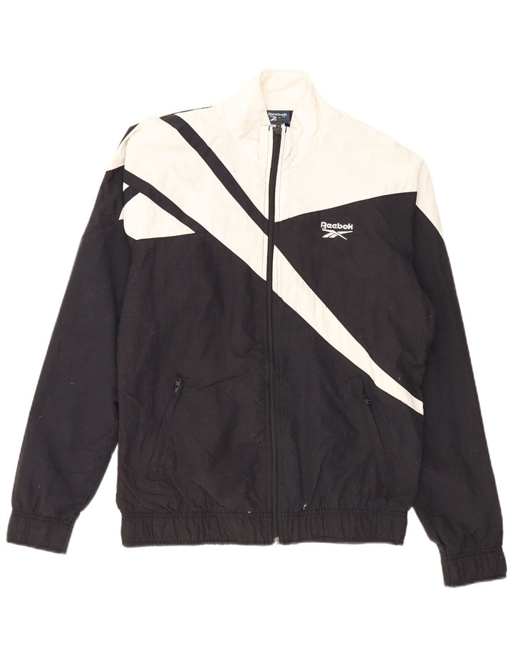 Męska kurtka dresowa REEBOK, mała, czarna, z poliestru w blokach kolorów