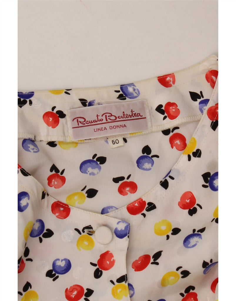 RENATO BALESTRA Womens Short Sleeve Shirt Blouse IT 50 XL White Floral Vintage Renato Balestra and Second-Hand Renato Balestra from Messina Hembry 