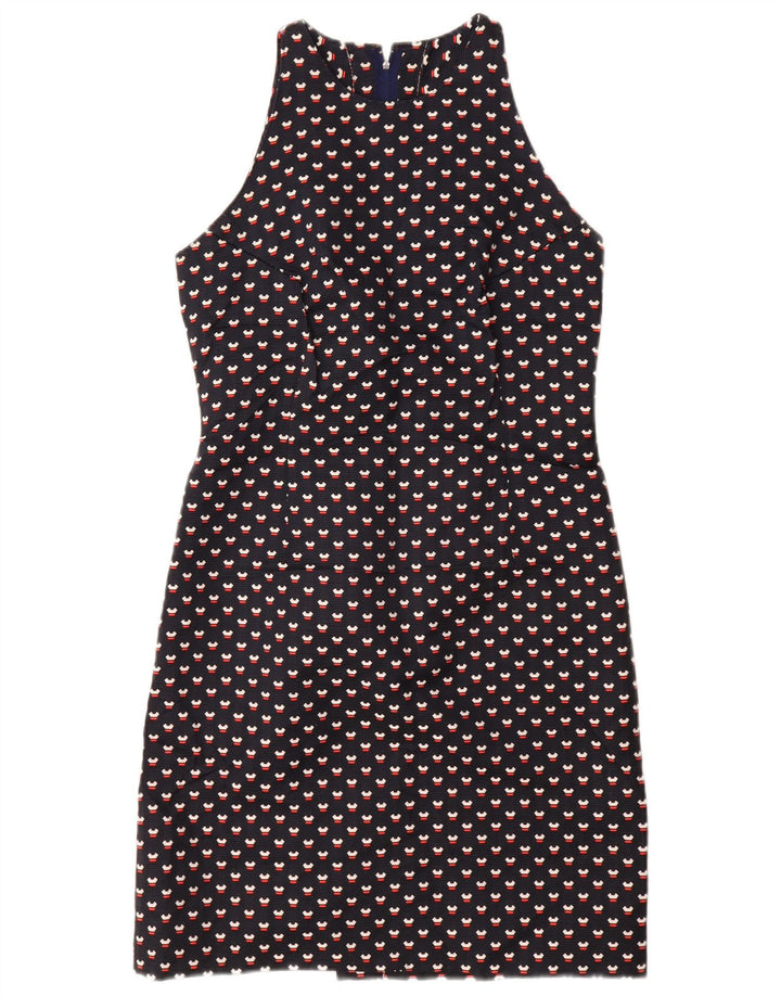 VINTAGE damski zestaw zapinany na 3 guziki i 2 części, UK 12, średni granatowy w cętki