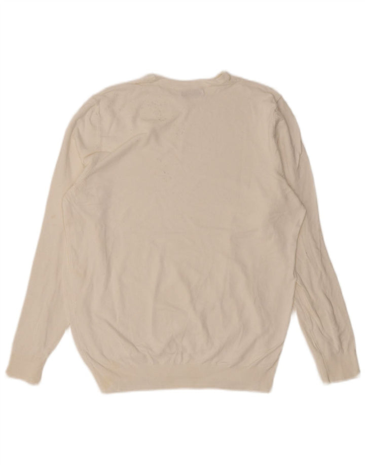Męski sweter z okrągłym dekoltem Zara, mały, biały
