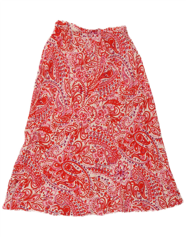 Marks & Spencer Rozkloszowana spódnica damska UK 12 Medium W28 Czerwona wiskoza Paisley