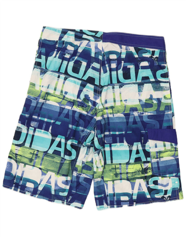 Męskie spodenki kąpielowe Adidas z abstrakcyjnym wzorem, duże, niebieskie, poliestrowe