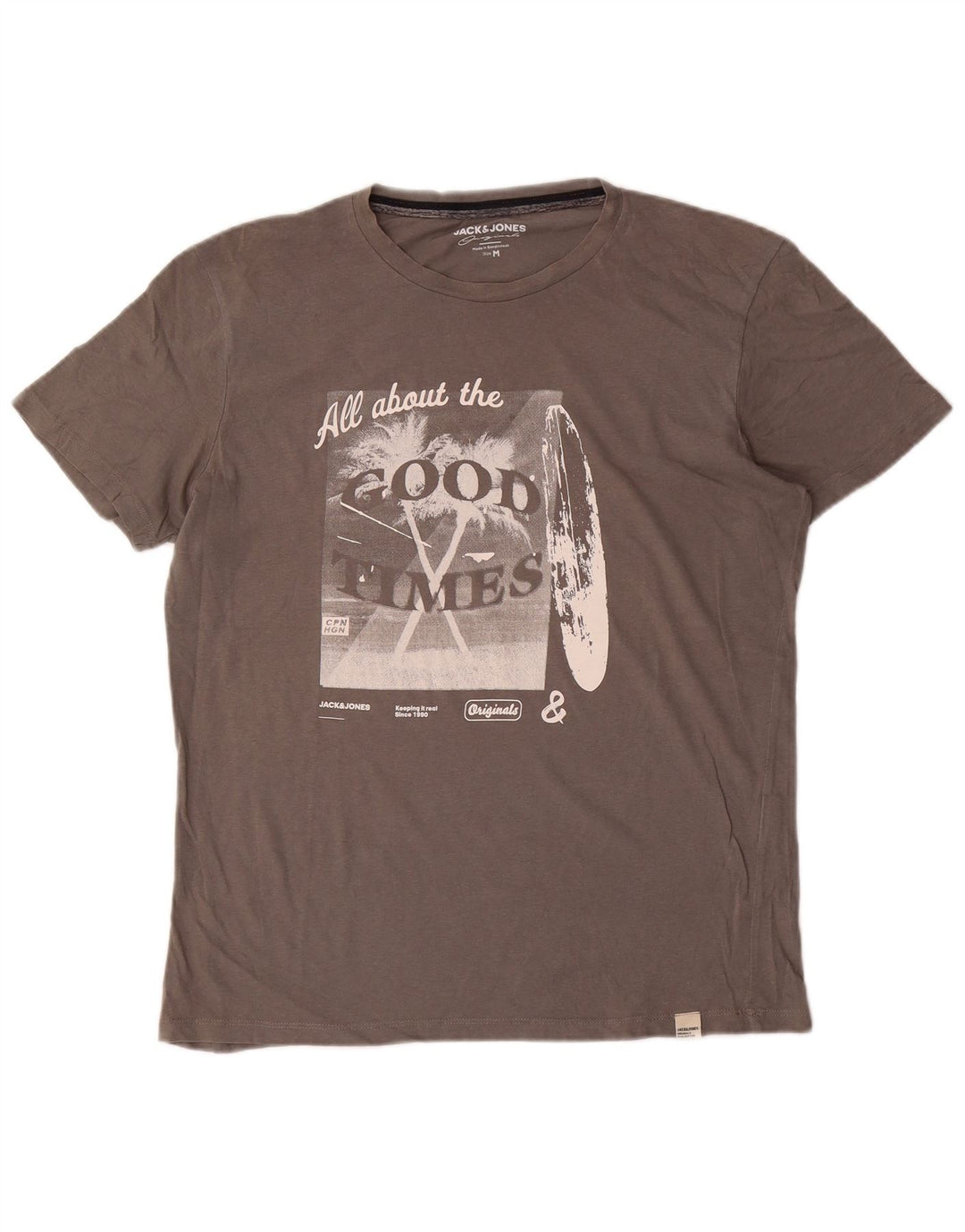 Męski T-shirt z grafiką Jack & Jones, średni szary