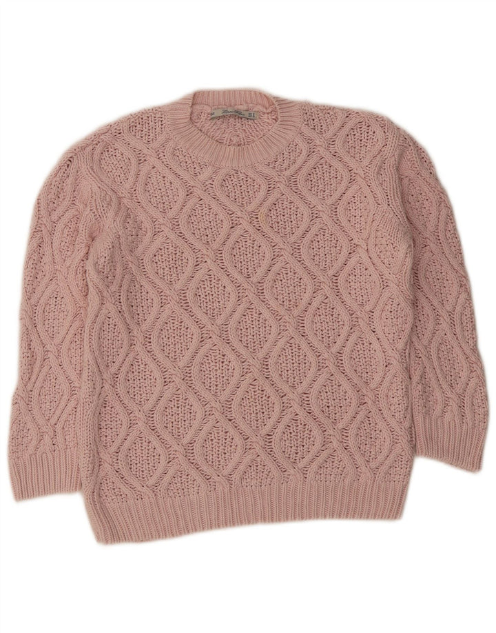 Sweter damski Zara z okrągłym dekoltem UK 14, średni różowy, bawełniany