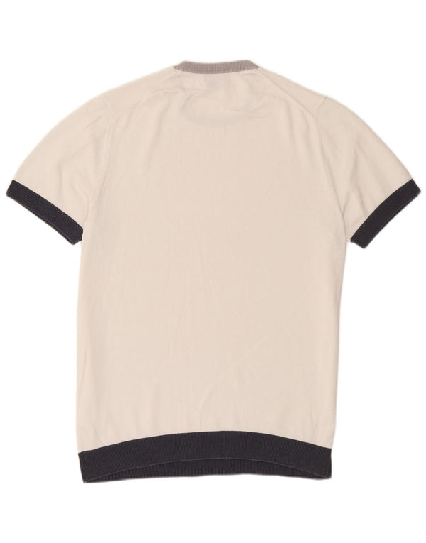 Męski sweter Massimo Dutti z okrągłym dekoltem, duży, biały, z blokami kolorów