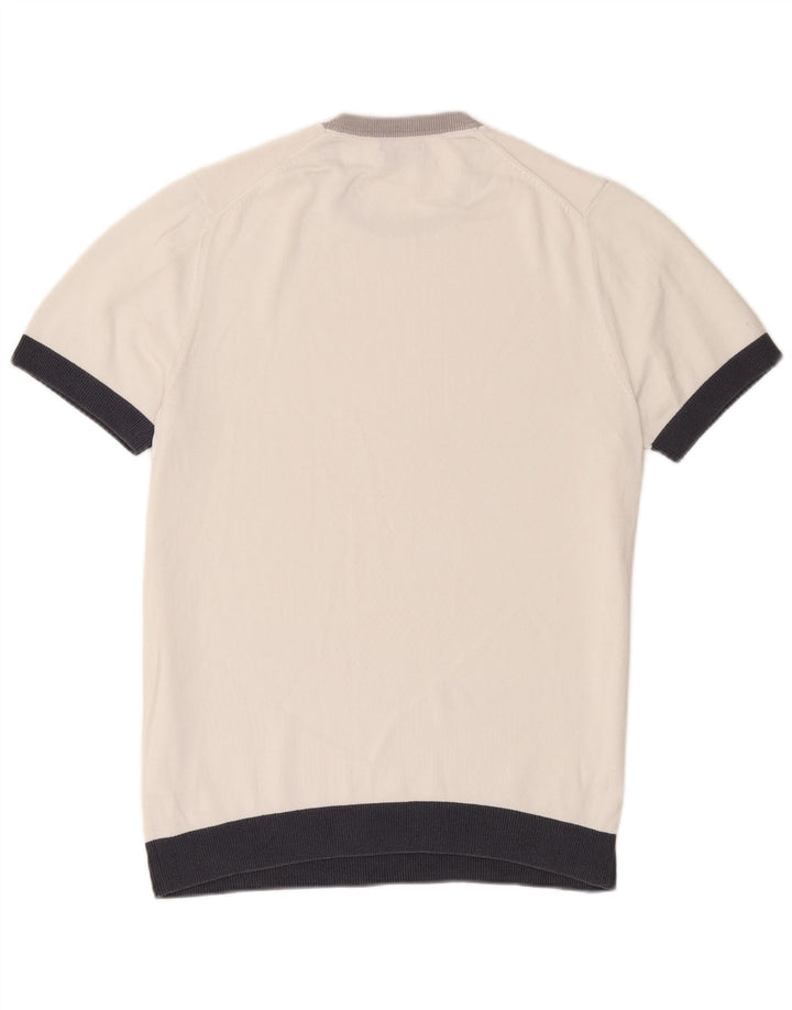 Męski sweter Massimo Dutti z okrągłym dekoltem, duży, biały, z blokami kolorów